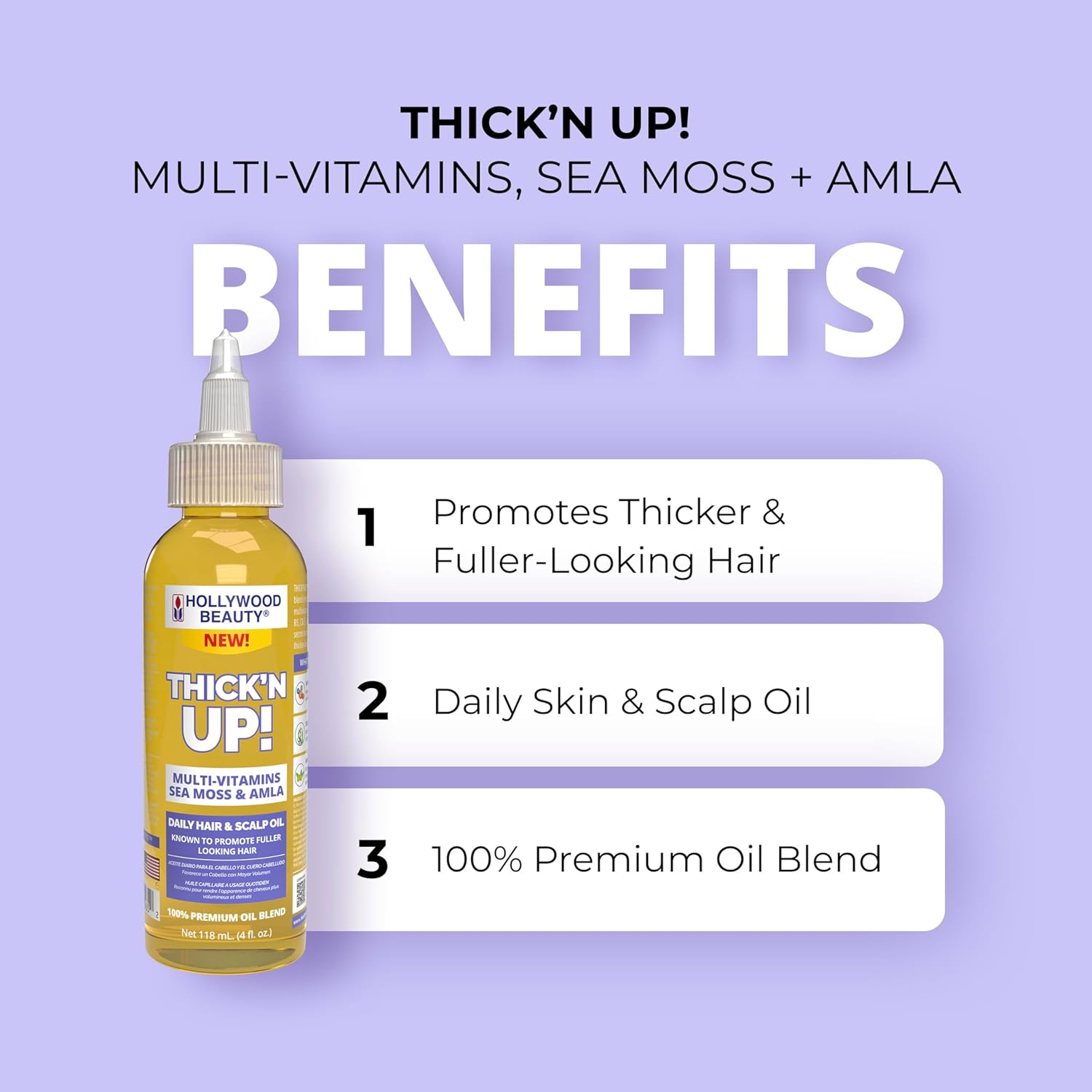 Hollywood Beauty Thick’N Up! Multi-Vitamins, Sea Moss, & Amla Daily Hair & Scalp Oil