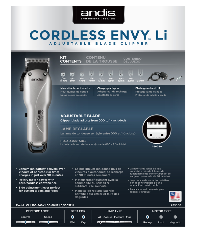 Andis Cordless Envy Li Adjustable Blade Clipper