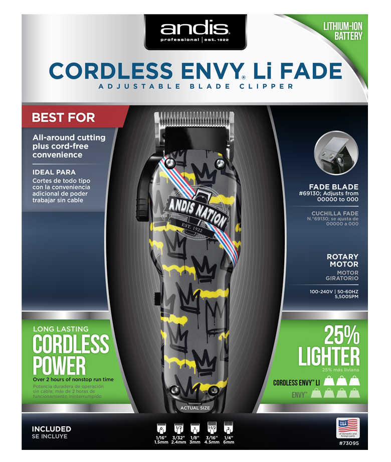 Andis Cordless Envy Li Adjustable Blade Clipper Nation - Domestic