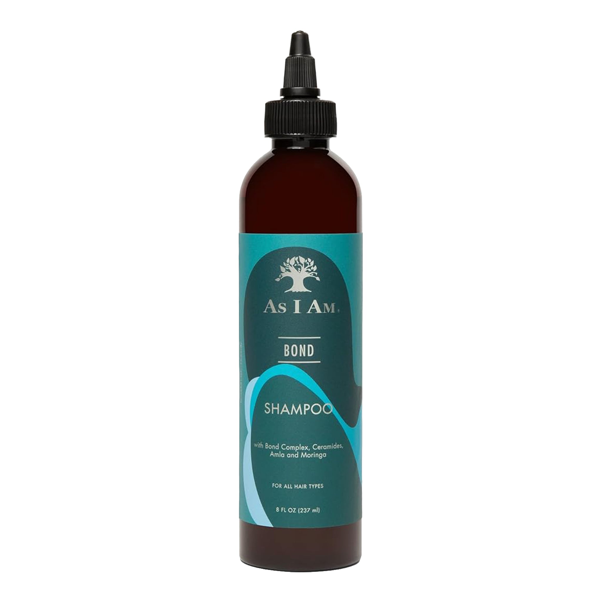 Bottle of As I Am Bond Shampoo on a white background
