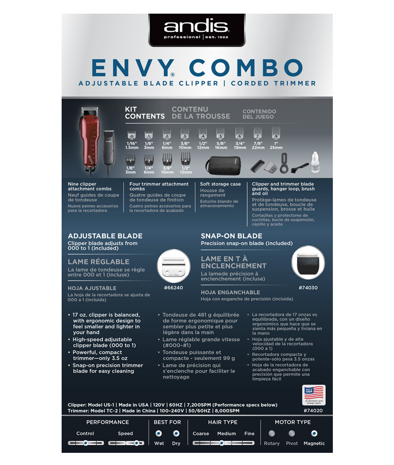 Andis Envy Clipper & Trimmer Combo