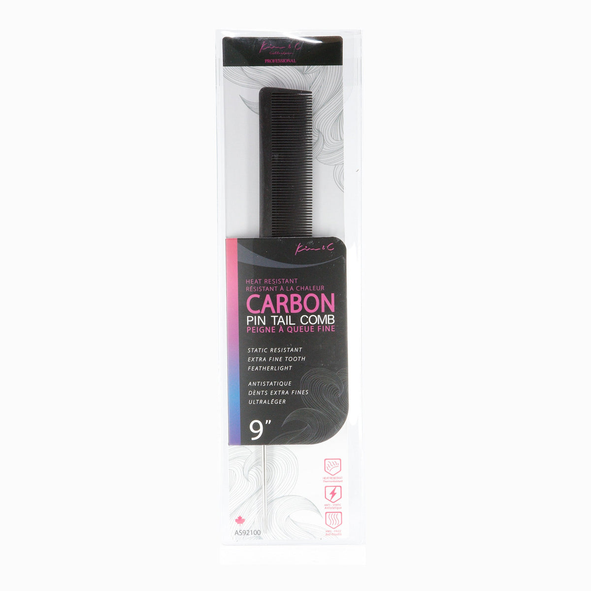 Kim & C Carbon Pin Tail Comb 9inch