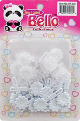 Bello Mini Hair Barrettes - Flower Clear & White #MF-CW