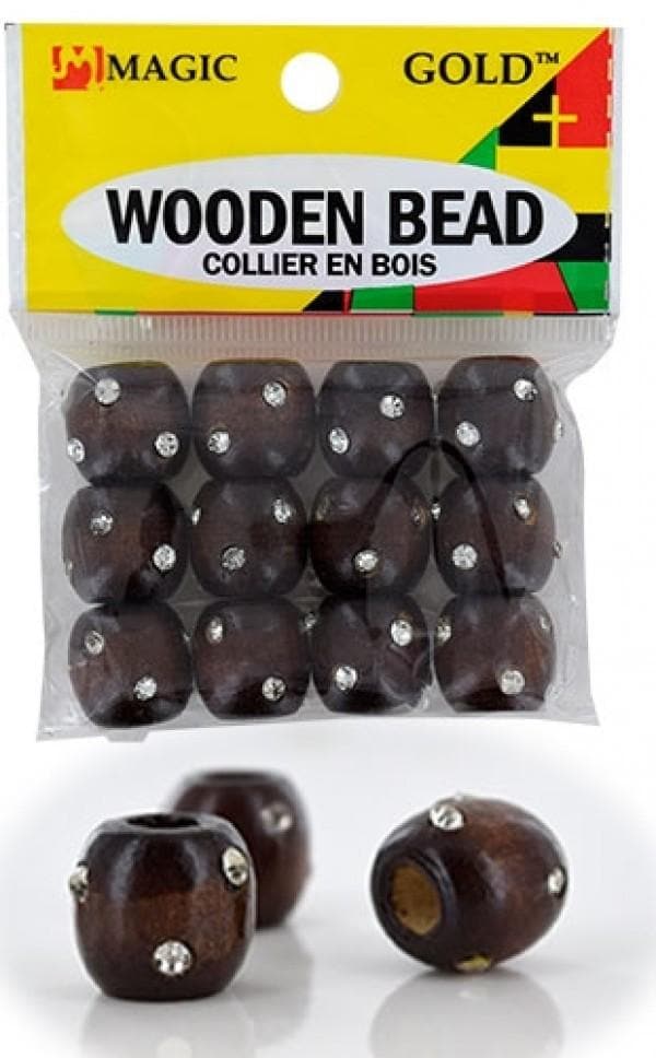 144 Wooden Beads w/Stone - Dark Brown #BDS99501