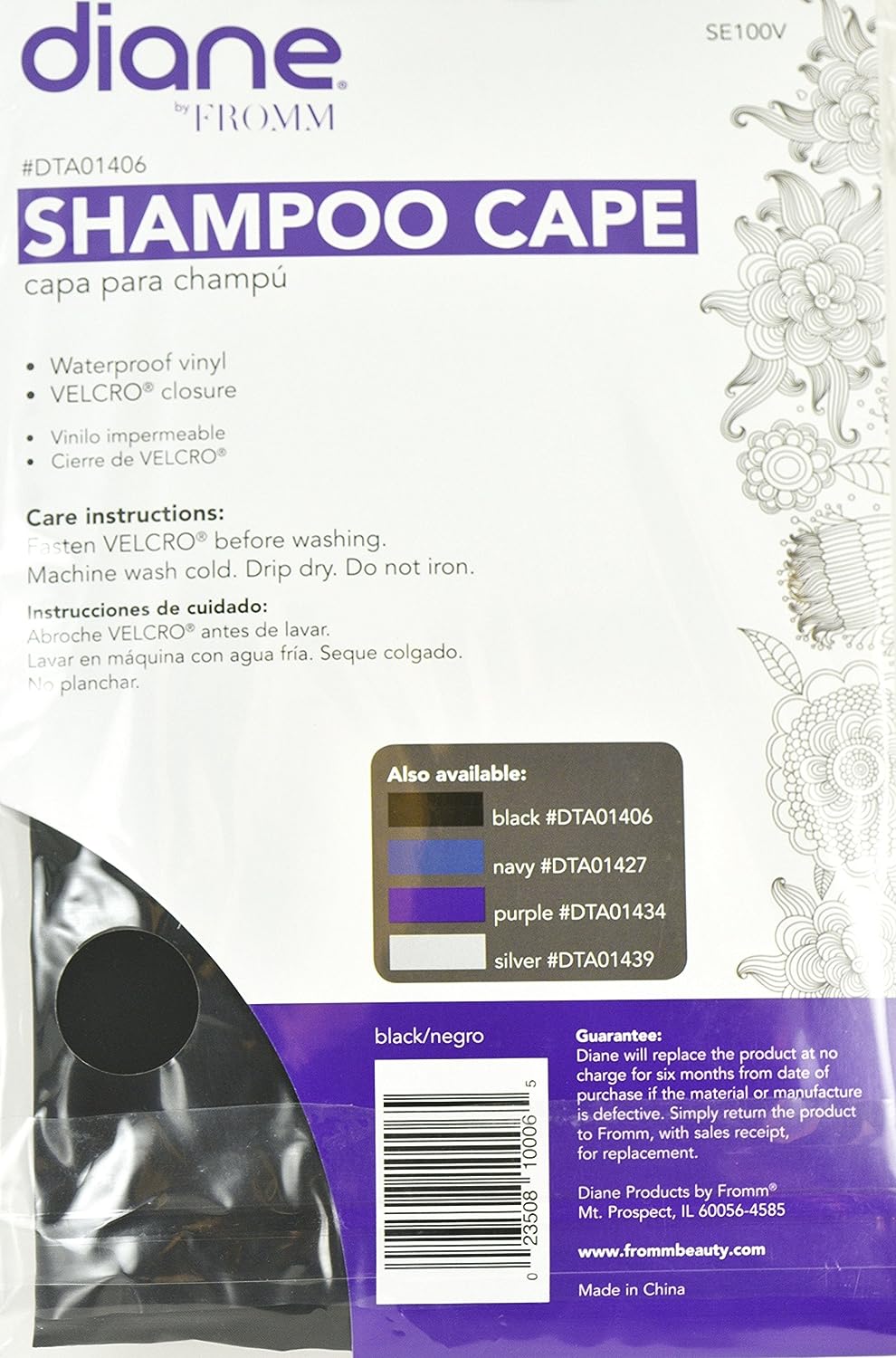 Diane Shampoo Cape 36"x54" - Black