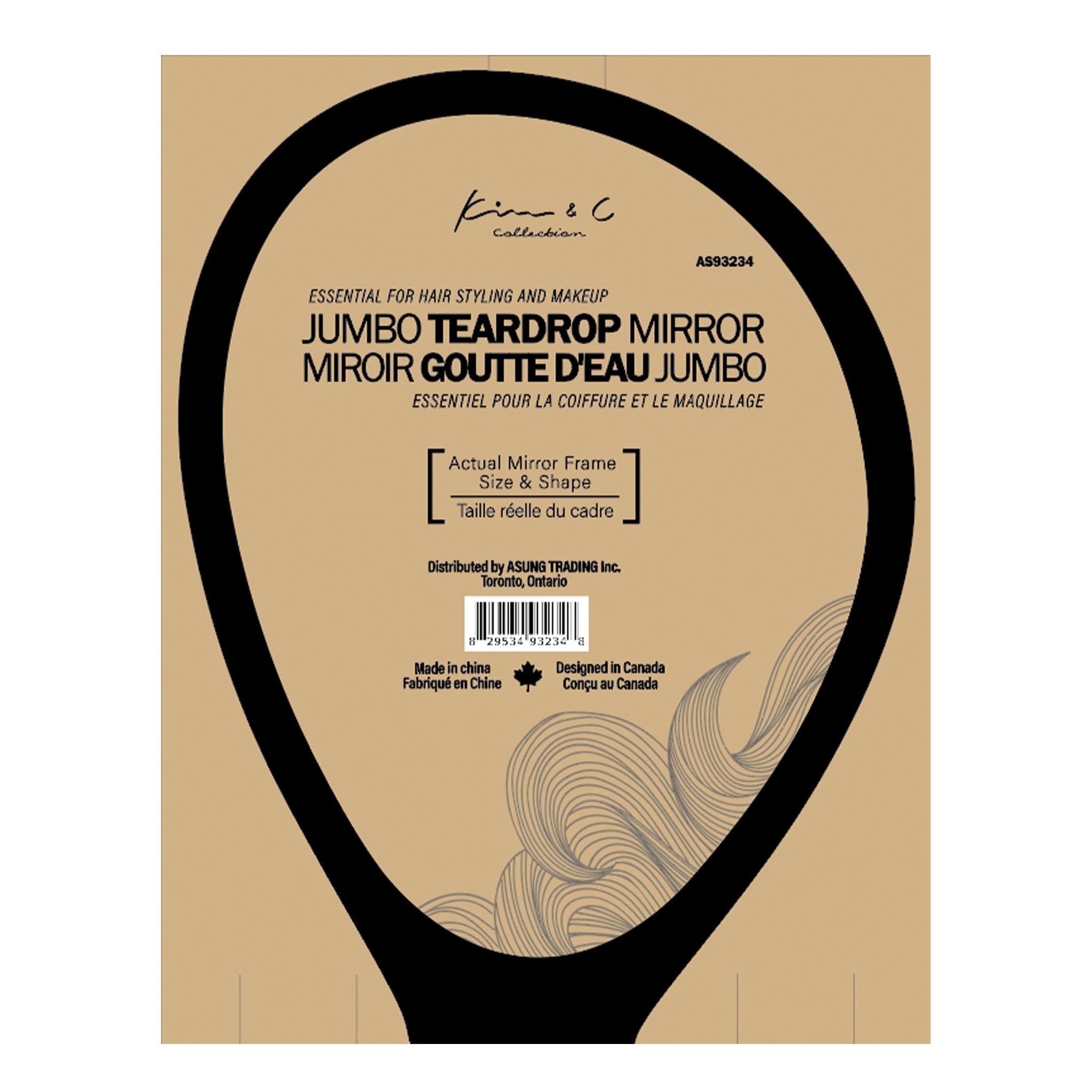 KIM & C Jumbo Teardrop Mirror (10" x 19")