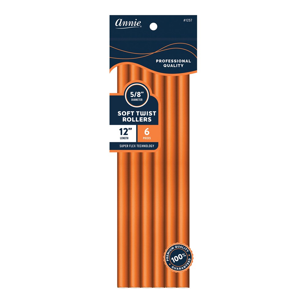 Annie 5/8"x12" Soft Twist Rollers 6pcs - Orange #1257