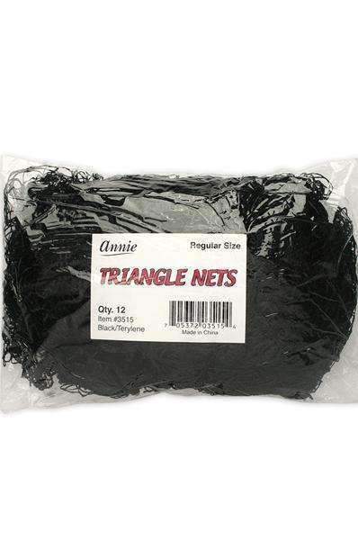 Annie Triangle Hair Nets Black 12pcs #3515