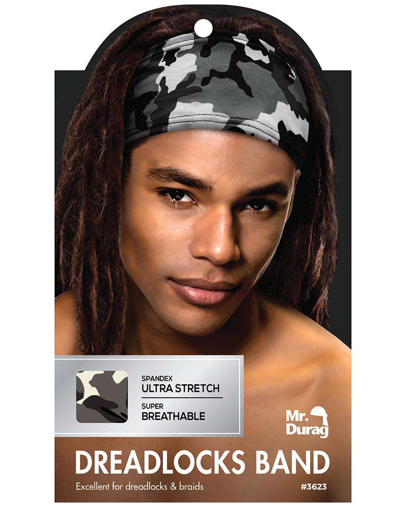 Mr. Durag Spandex Ultra Stretch Dreadlocks Band - Grey Camouflage #3623