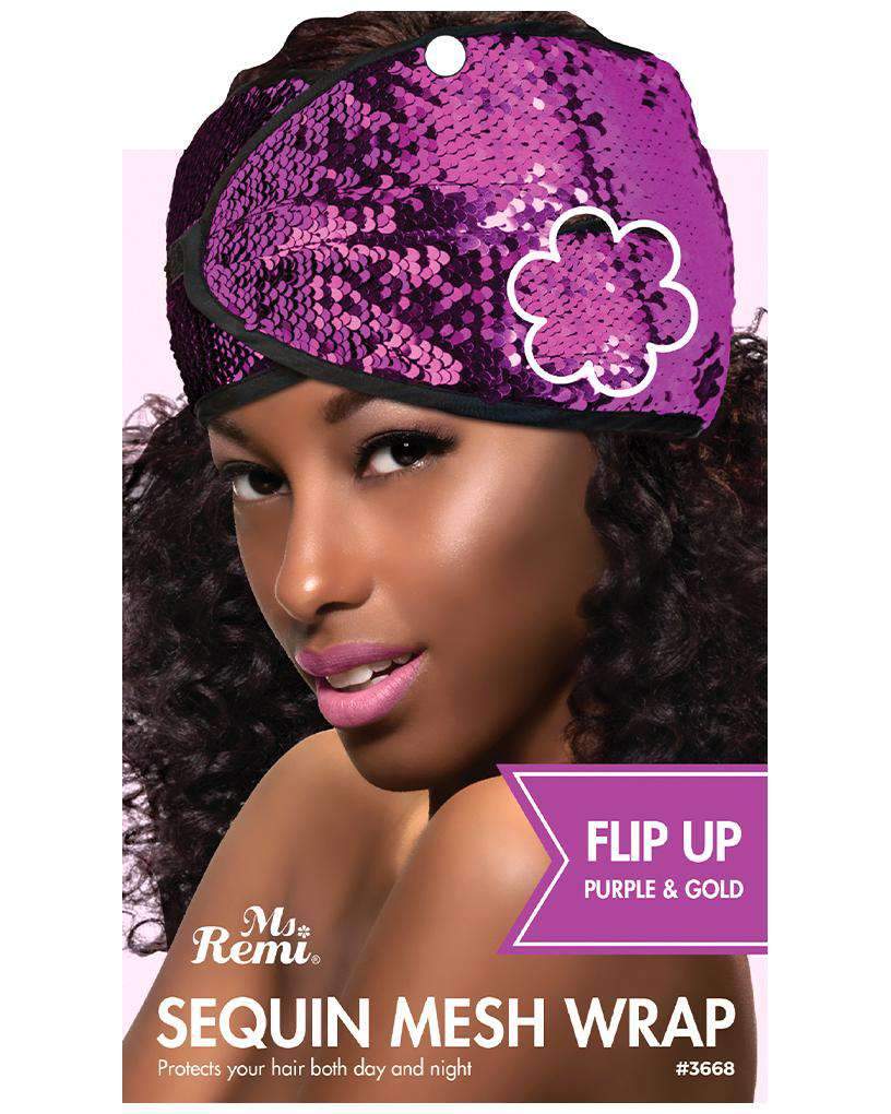 Ms. Remi Sequin Mesh Wrap Flip Up Purple & Gold #3668