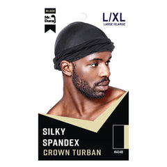 Mr. Durag Silky Spandex Crown Turban - Black #4348