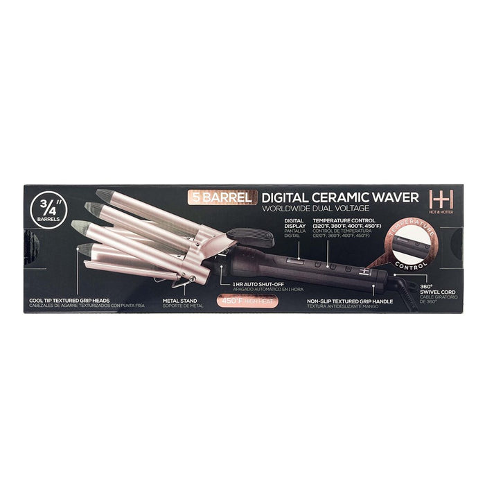 Hot & Hotter Digital Ceramic 5 Barrel Waver 3/4" Grey & Rose Gold #5998