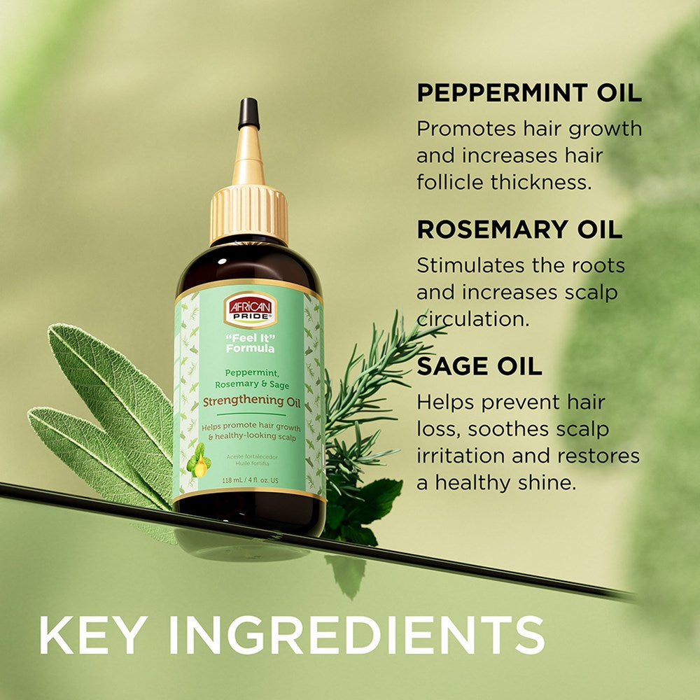 African Pride Feel It Formula Peppermint, Rosemary & Sage Strengthening Oil