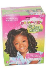African Pride Dream Kids Olive Miracle No Lye Creme Relaxer 4 Touch Ups Kit Regular
