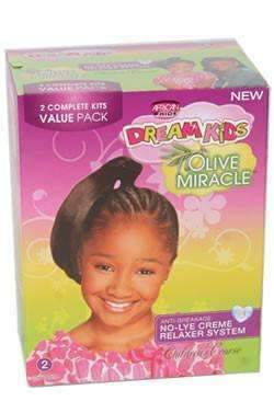African Pride Dream Kids Olive Miracle No Lye Creme Relaxer 4 Touch Ups Kit Coarse