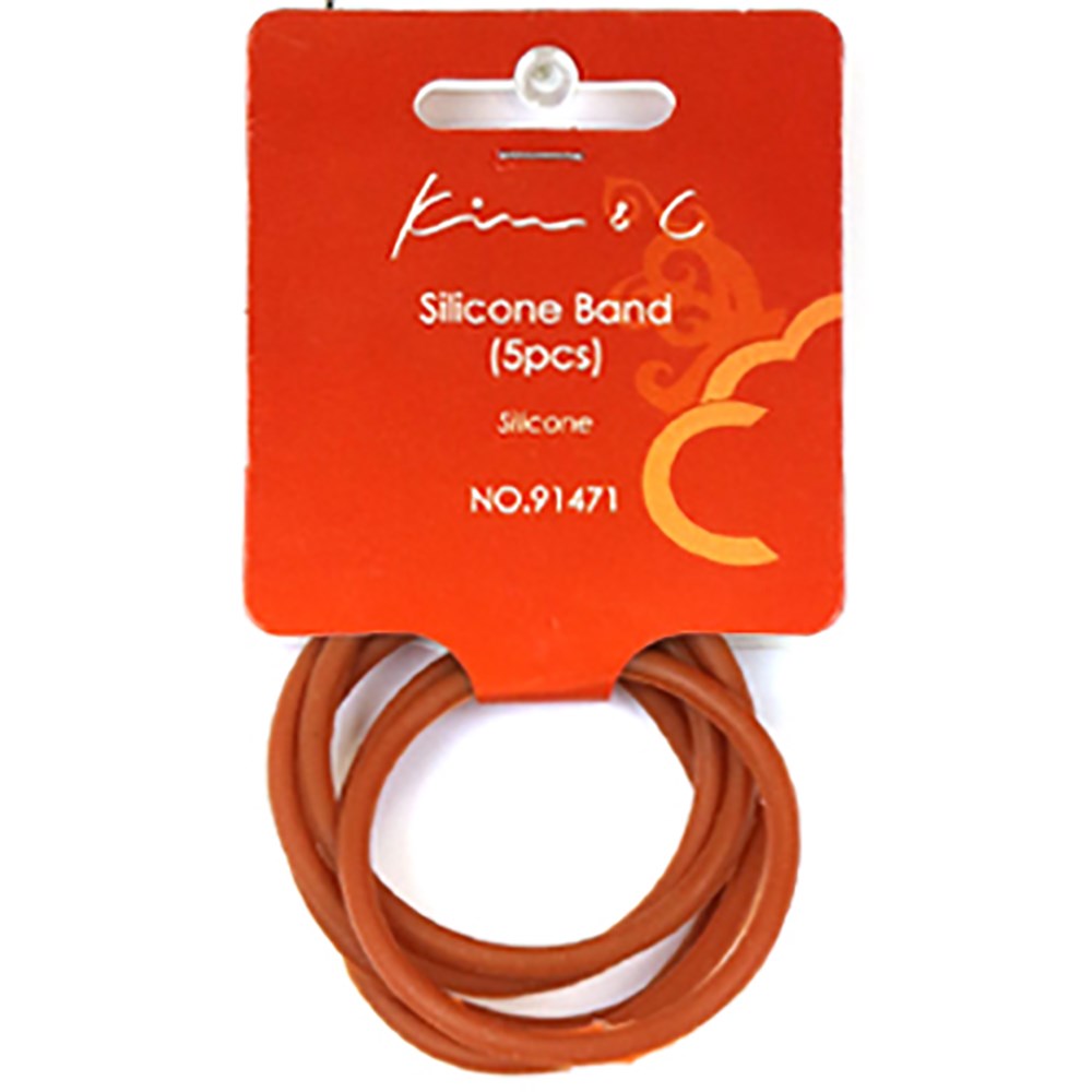 Silicone Hair Band Ponytailer 5pcs - Brown