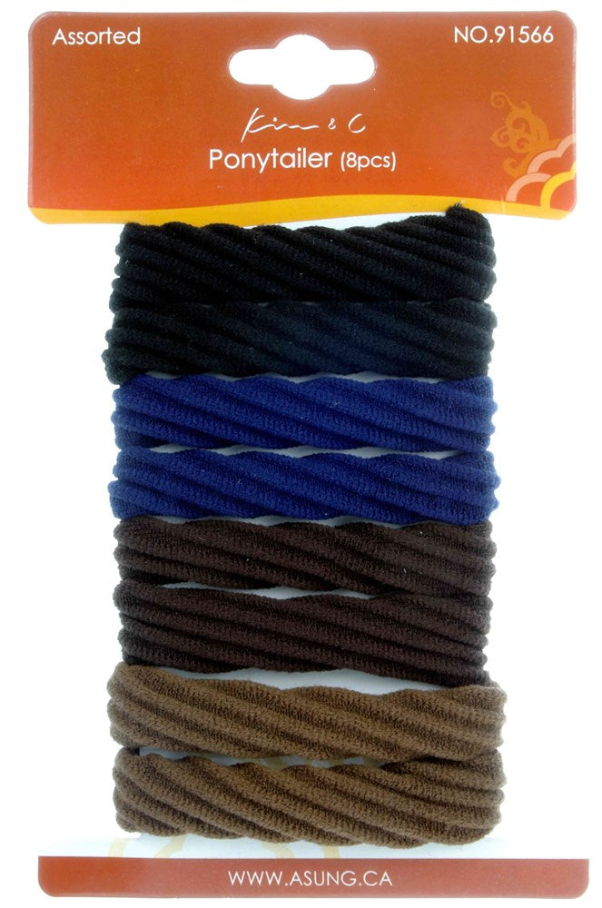 8pcs Patterned Ponytail Holders - Assorted