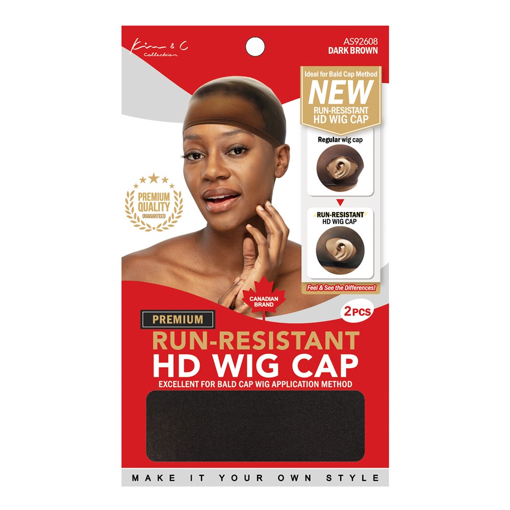 Premium Run-Resistant HD Wig Cap 2pc #92608 Dark Brown