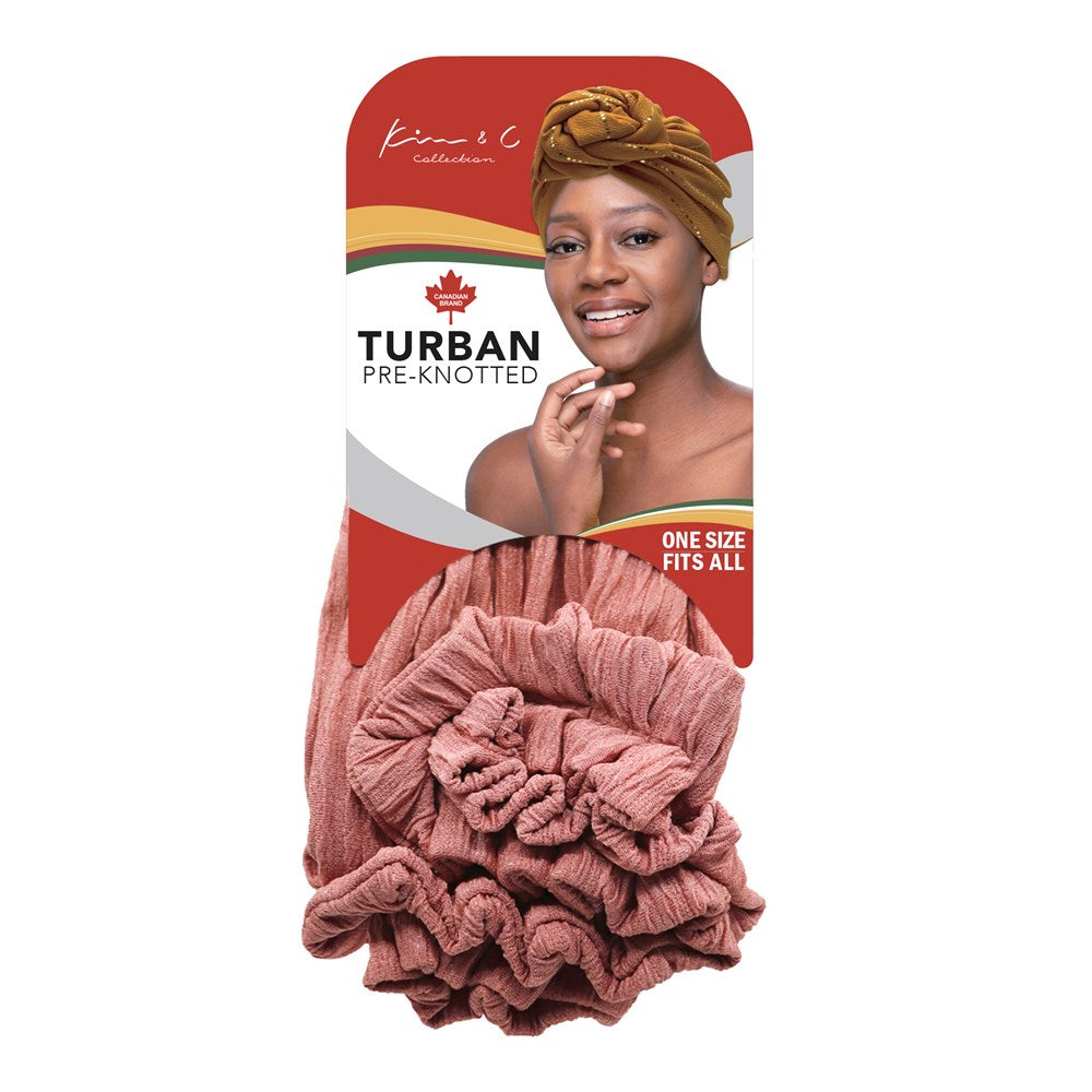 Premium Ribbed Georgette Style Pre-Knotted Turban - Pink #92802