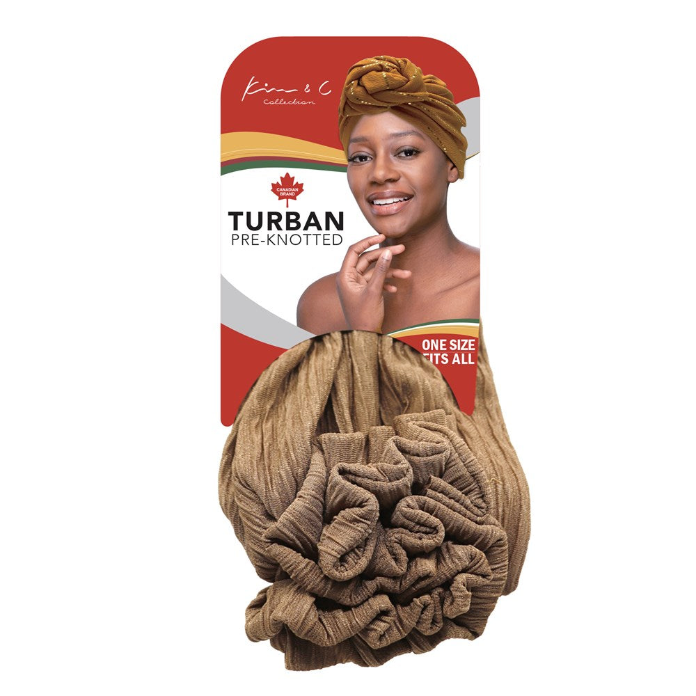 Premium Ribbed Georgette Style Pre-Knotted Turban - Light Brown #92803