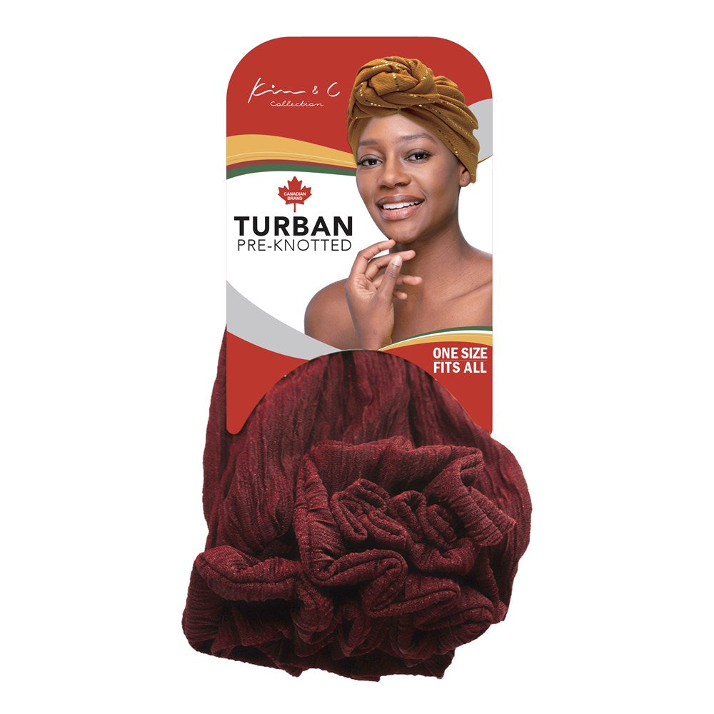 Premium Ribbed Georgette Style Pre-Knotted Turban - Burgundy #92804