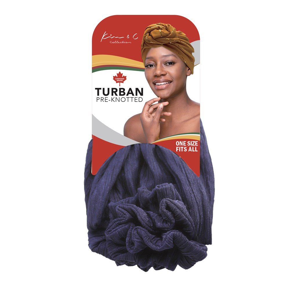 Premium Ribbed Georgette Style Pre-Knotted Turban - Navy #92805
