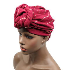 Premium Pre-Knotted Turban w/ Gold Lines - Ivory #92810