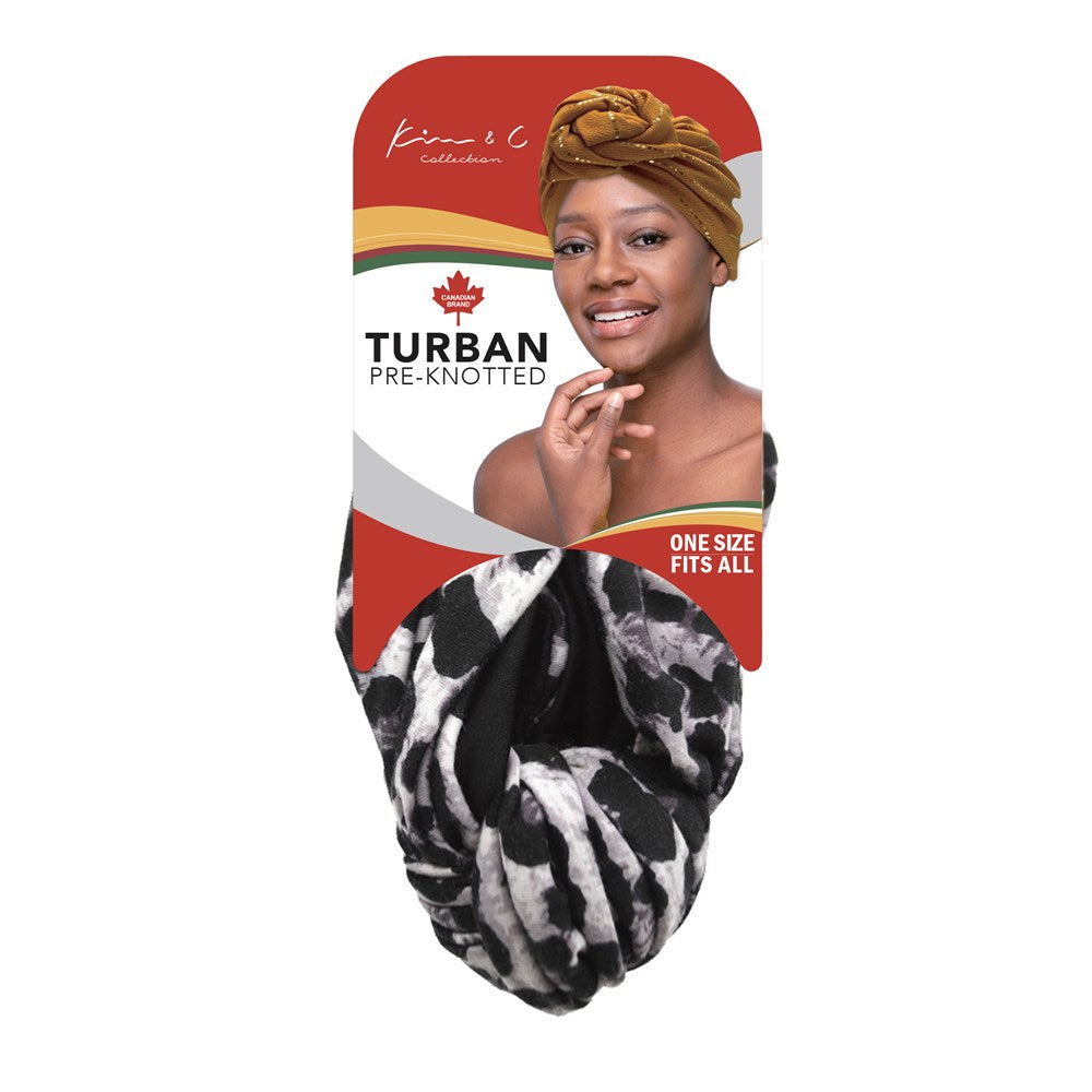 Premium Animal Pattern Pre-Knotted Turban - Gray #92811