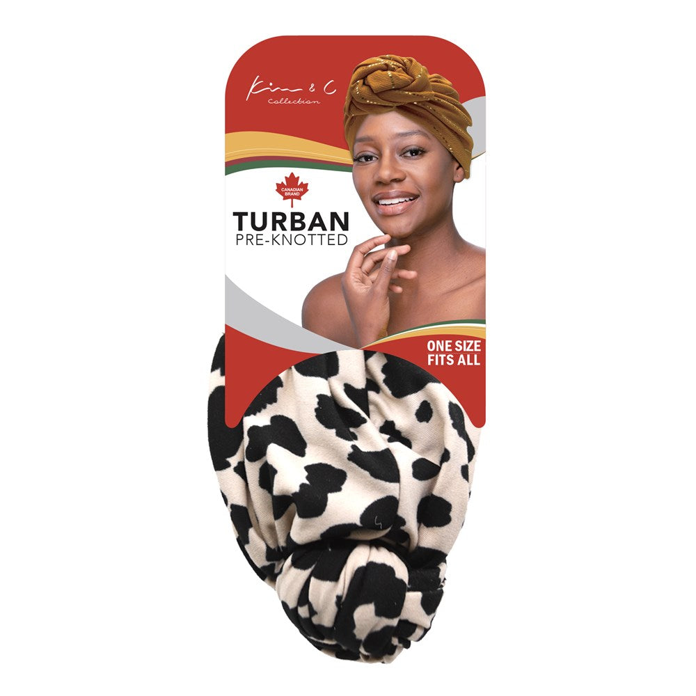 Premium Animal Pattern Pre-Knotted Turban - Ivory #92813