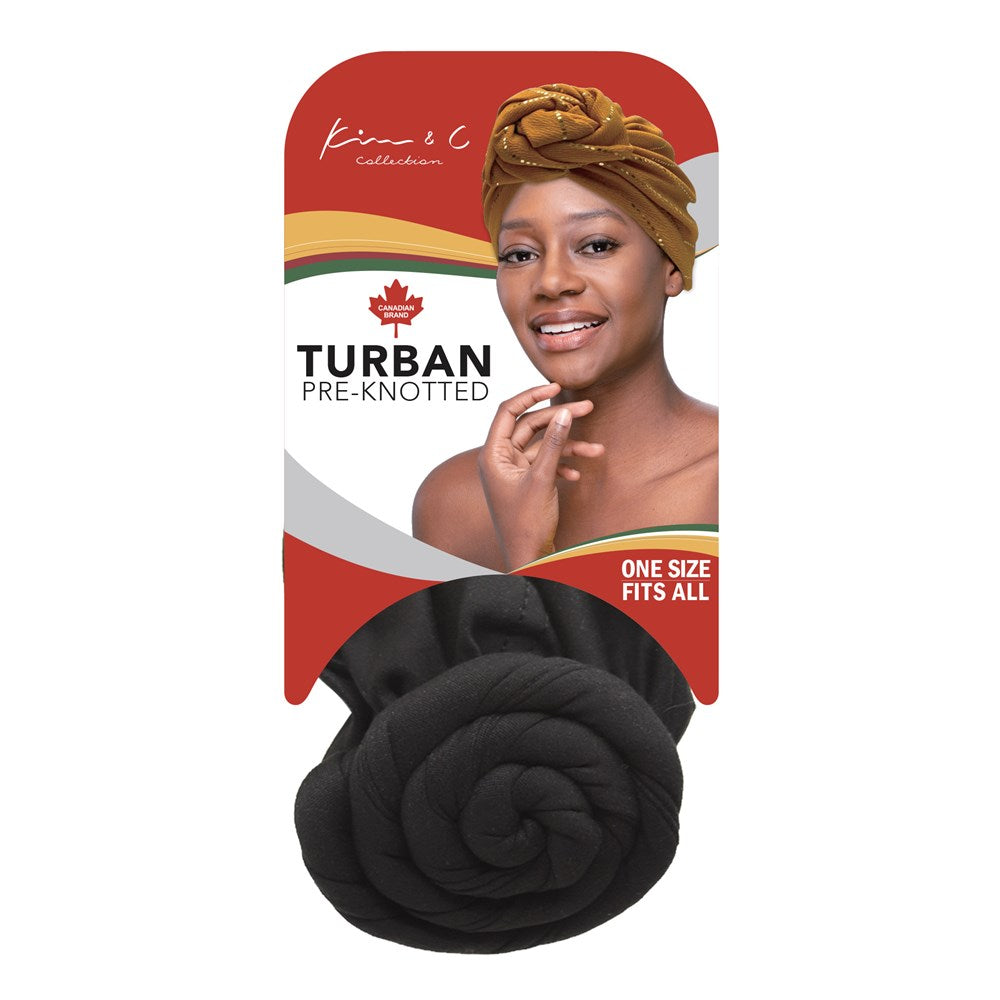 Premium Concentric Circle Pattern Pre-Knotted Turban - Black #92815