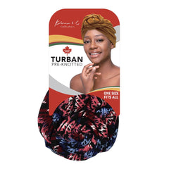 Premium Modern Stitch Pattern Pre-Knotted Turban - Blue & Pink #92824