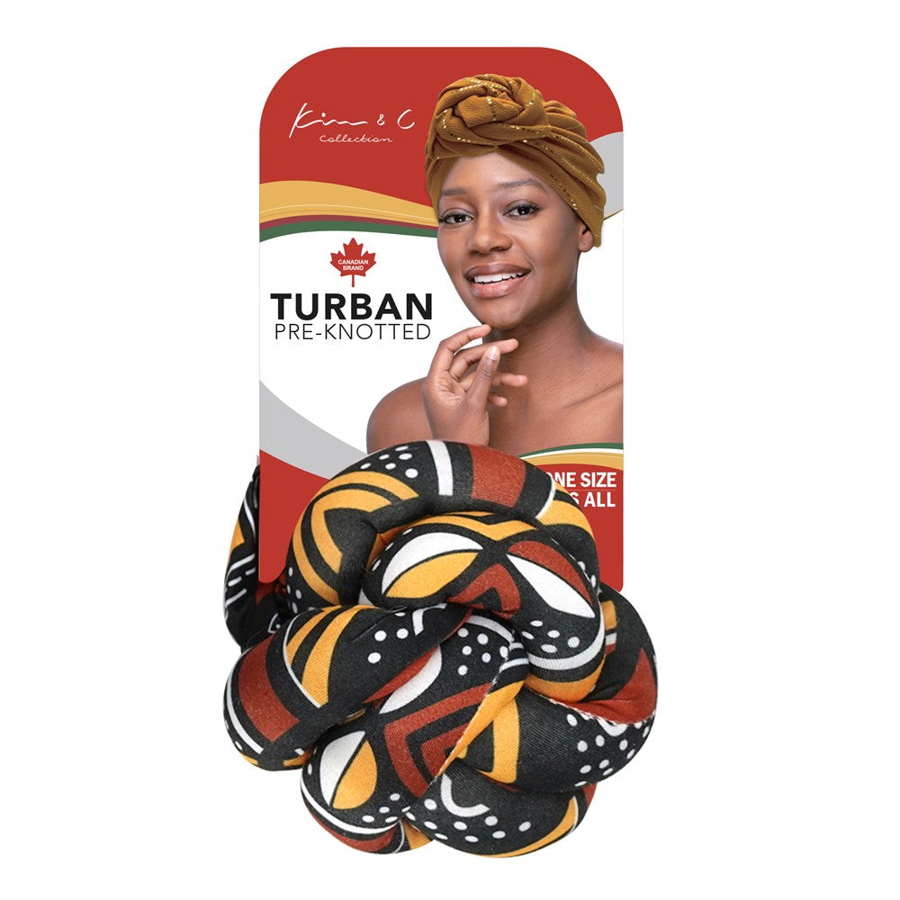 Premium African Pattern Pre-Knotted Turban - Pattern 5 #92829