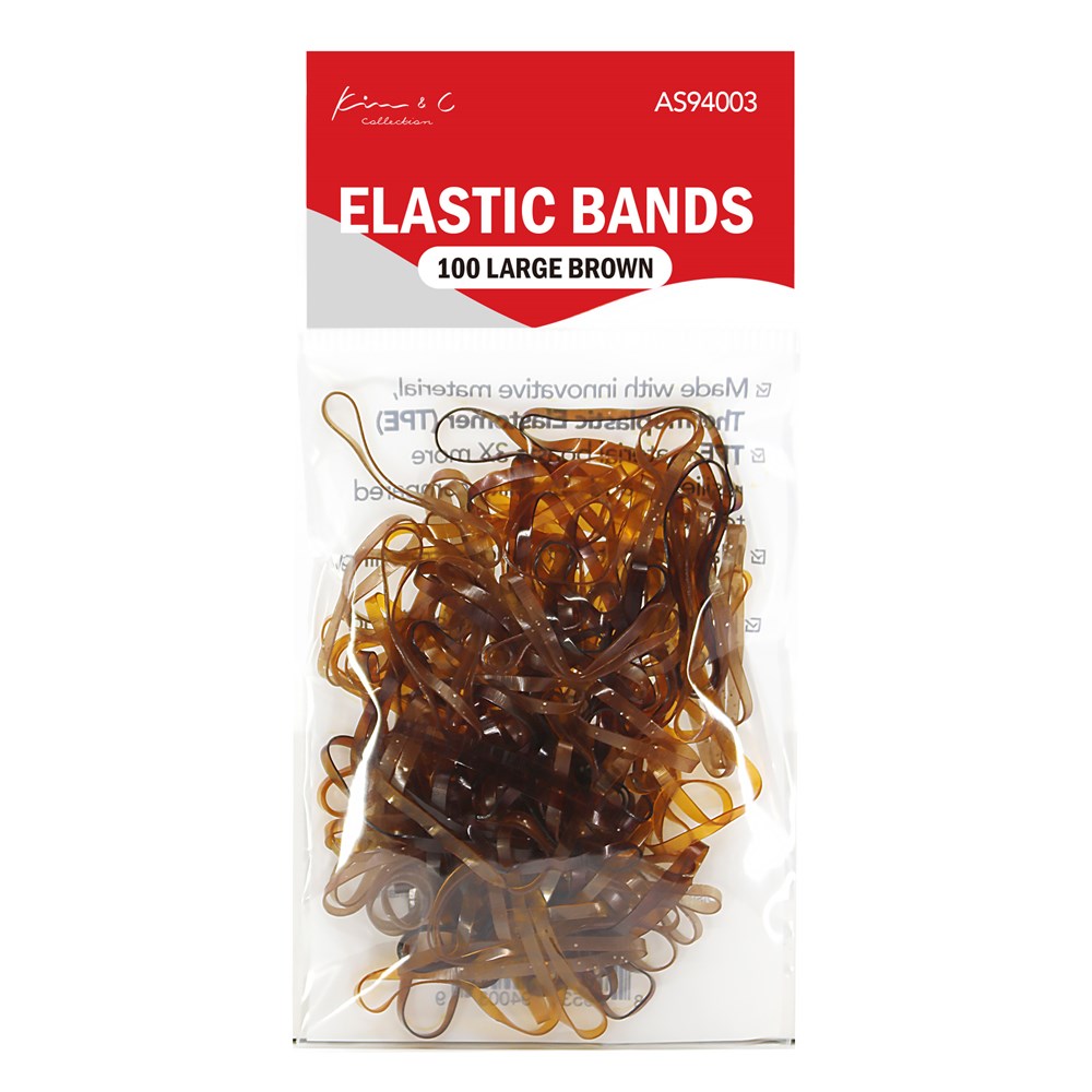 100 Large Elastic Bands - Pearl Brown #94003