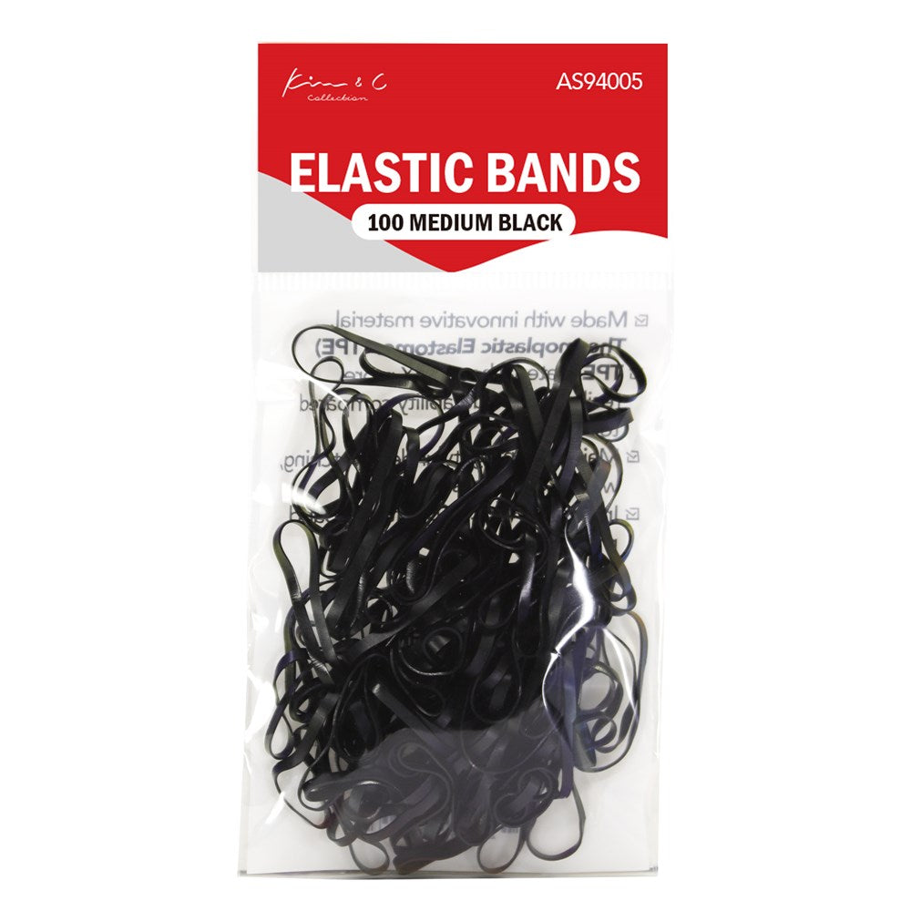 100 Medium Elastic Bands - Matte Black #94005