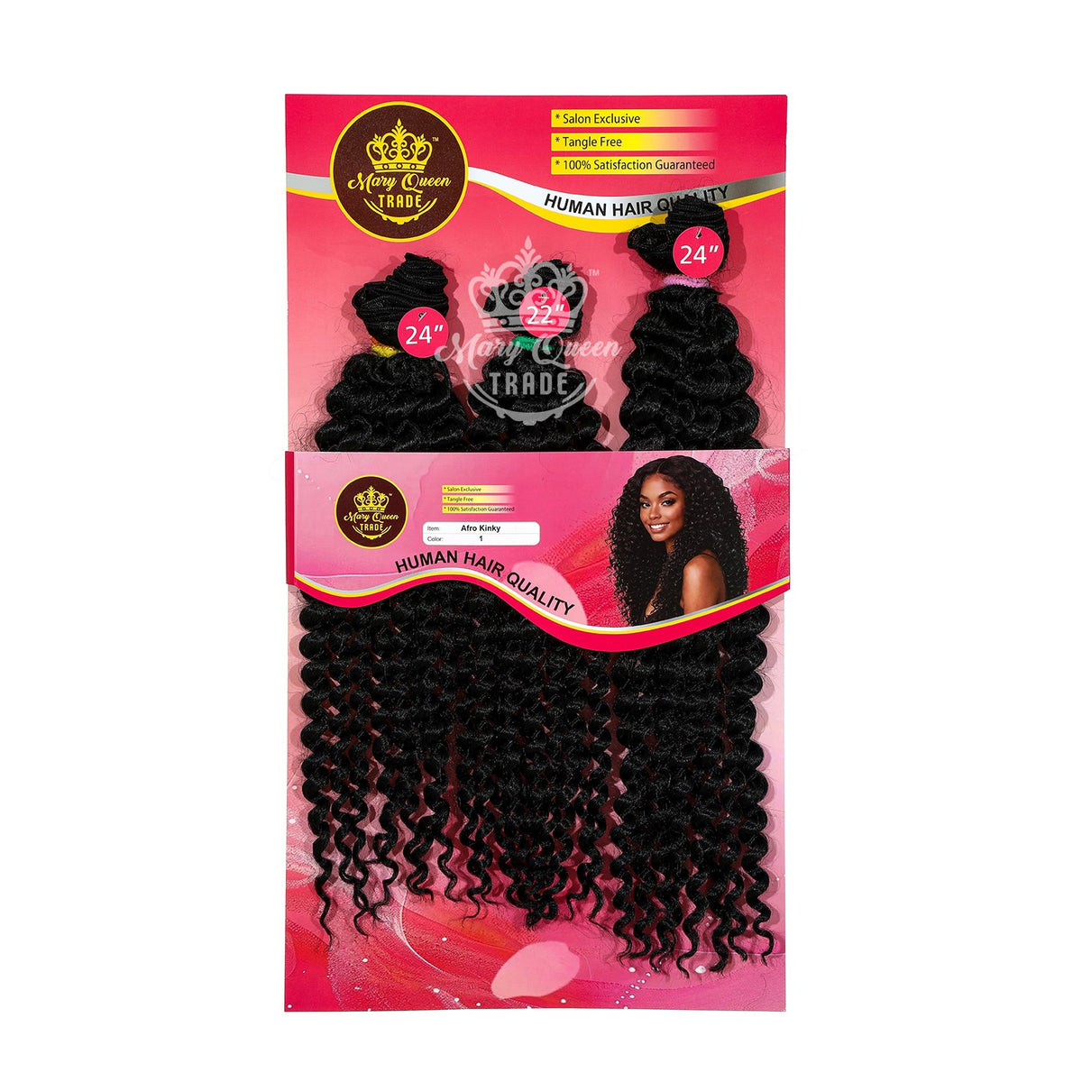 Mary Queen BioProtein™ Afro Kinky 3-Bundle Hair Set – 22"–24"