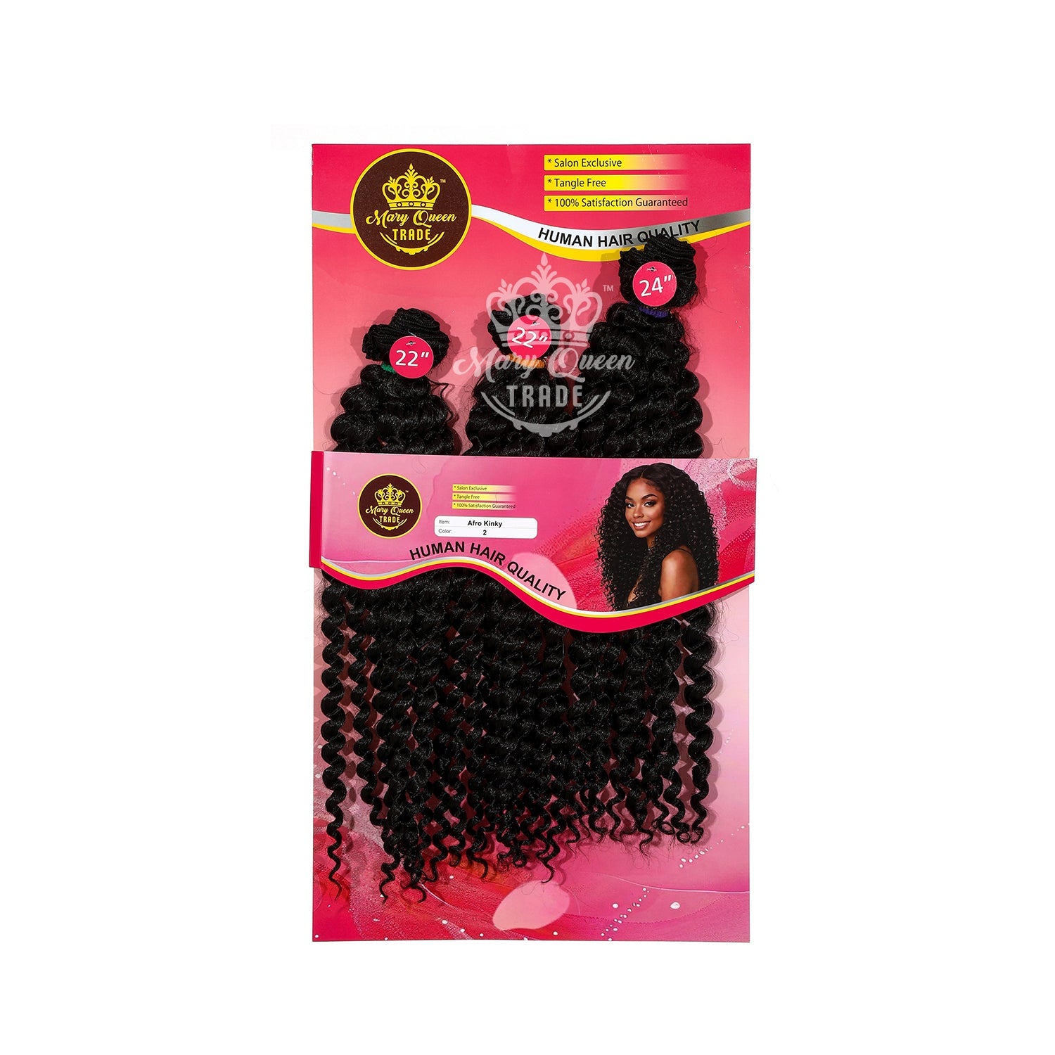 Mary Queen BioProtein™ Afro Kinky 3-Bundle Hair Set – 22"–24"