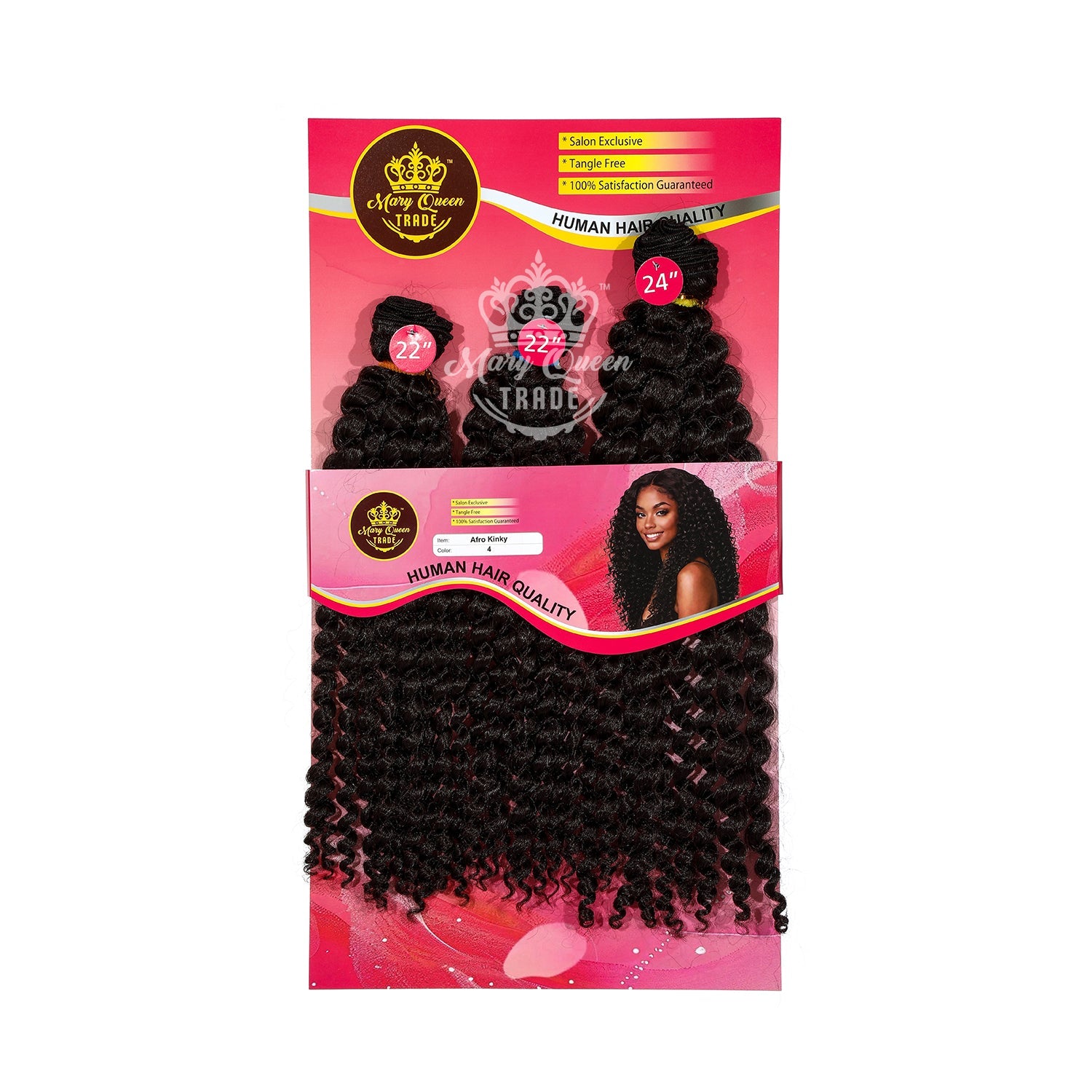 Mary Queen BioProtein™ Afro Kinky 3-Bundle Hair Set – 22"–24"
