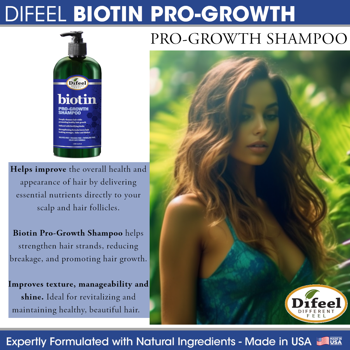 Difeel Biotin Pro-Growth Shampoo 12oz