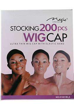 Magic Collection 200 Stocking Wig Caps Black #1401
