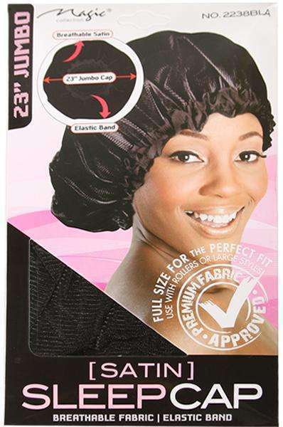 Magic Collection Satin Sleep Cap Black Jumbo #2238BLA Black