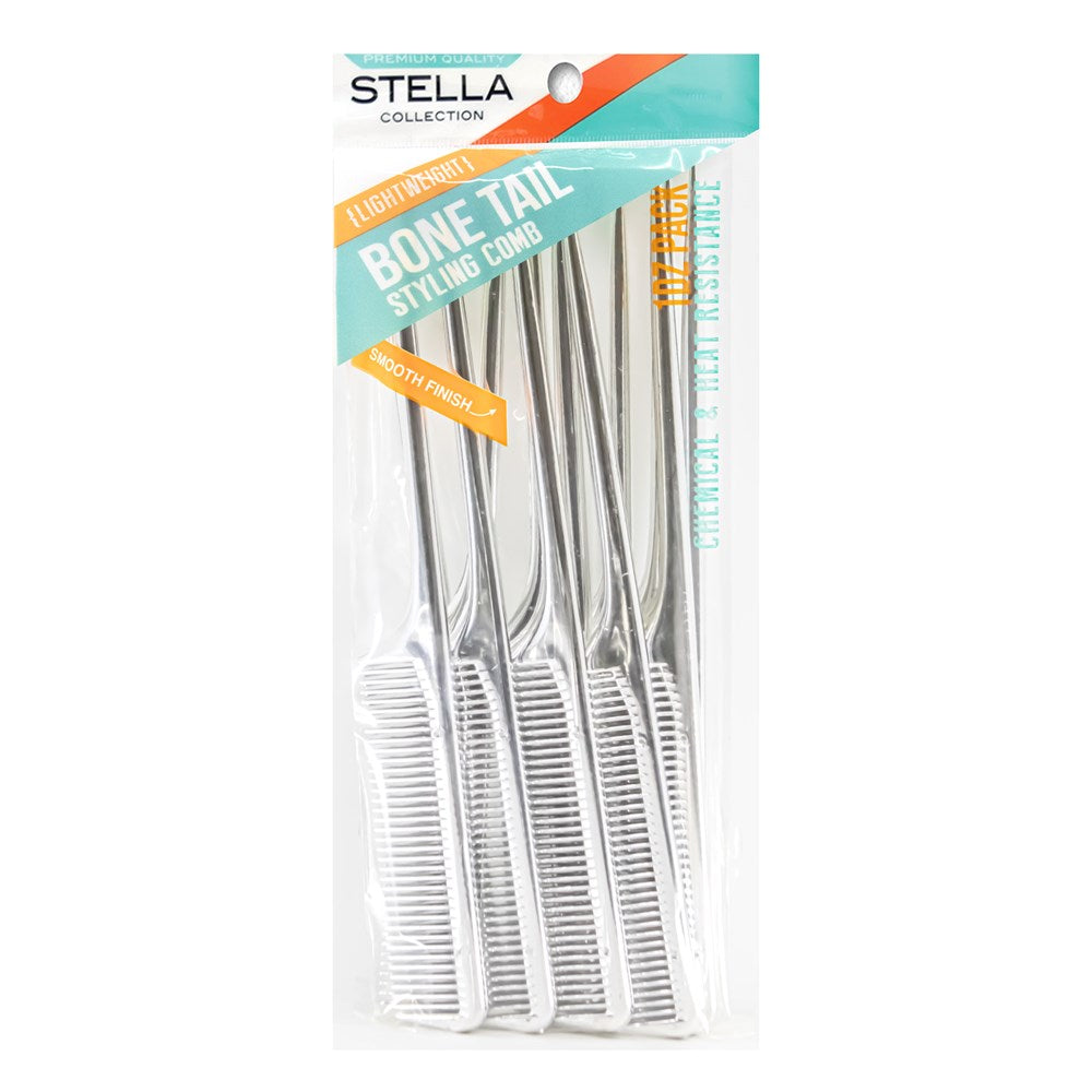 Stella Bone Tail Combs 12pk - Silver