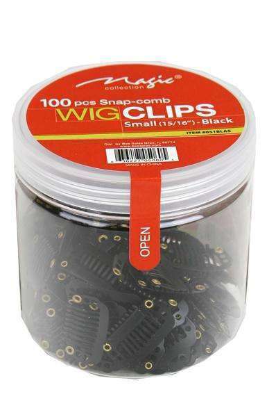 Magic Collection 100 Snap Comb Wig Clips Small 15/16" - Black