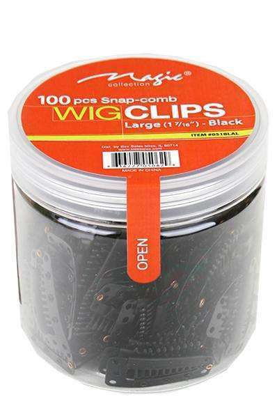 Magic Collection 100 Snap Comb Wig Clips Large 1 7/16"- Black