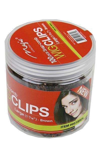 Magic Collection 100 Snap Comb Wig Clips Large 1 7/16" - Brown