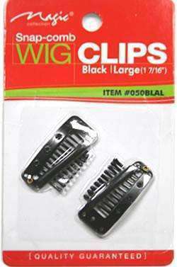 Magic Collection Large Snap Comb Wig Clips - Black