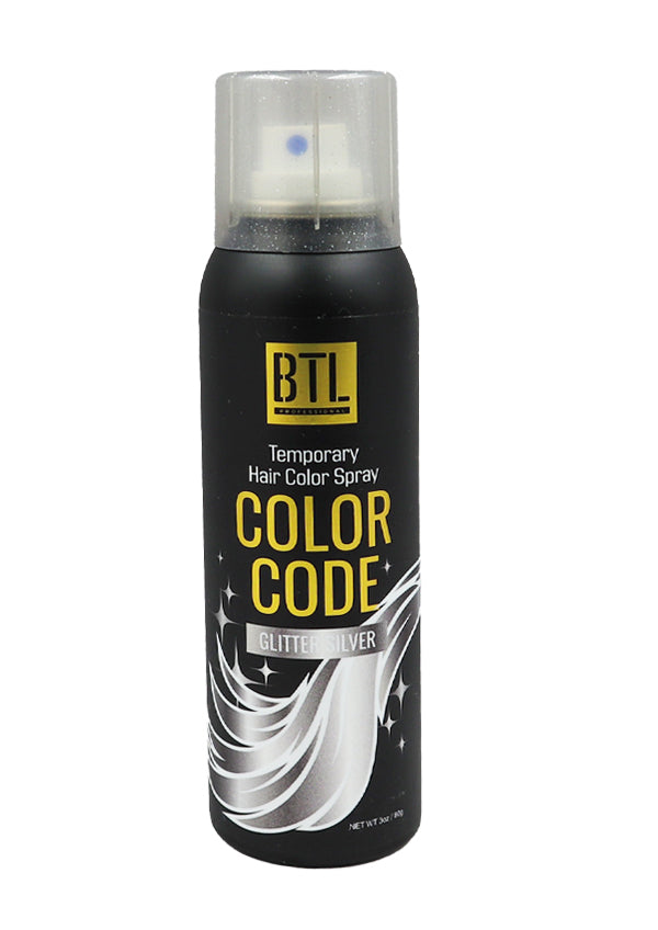 BTL Color Code Temporary Hair Color Spray - Glitter Silver