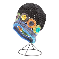 Handmade Fashion Floral Bucket Hat - Black