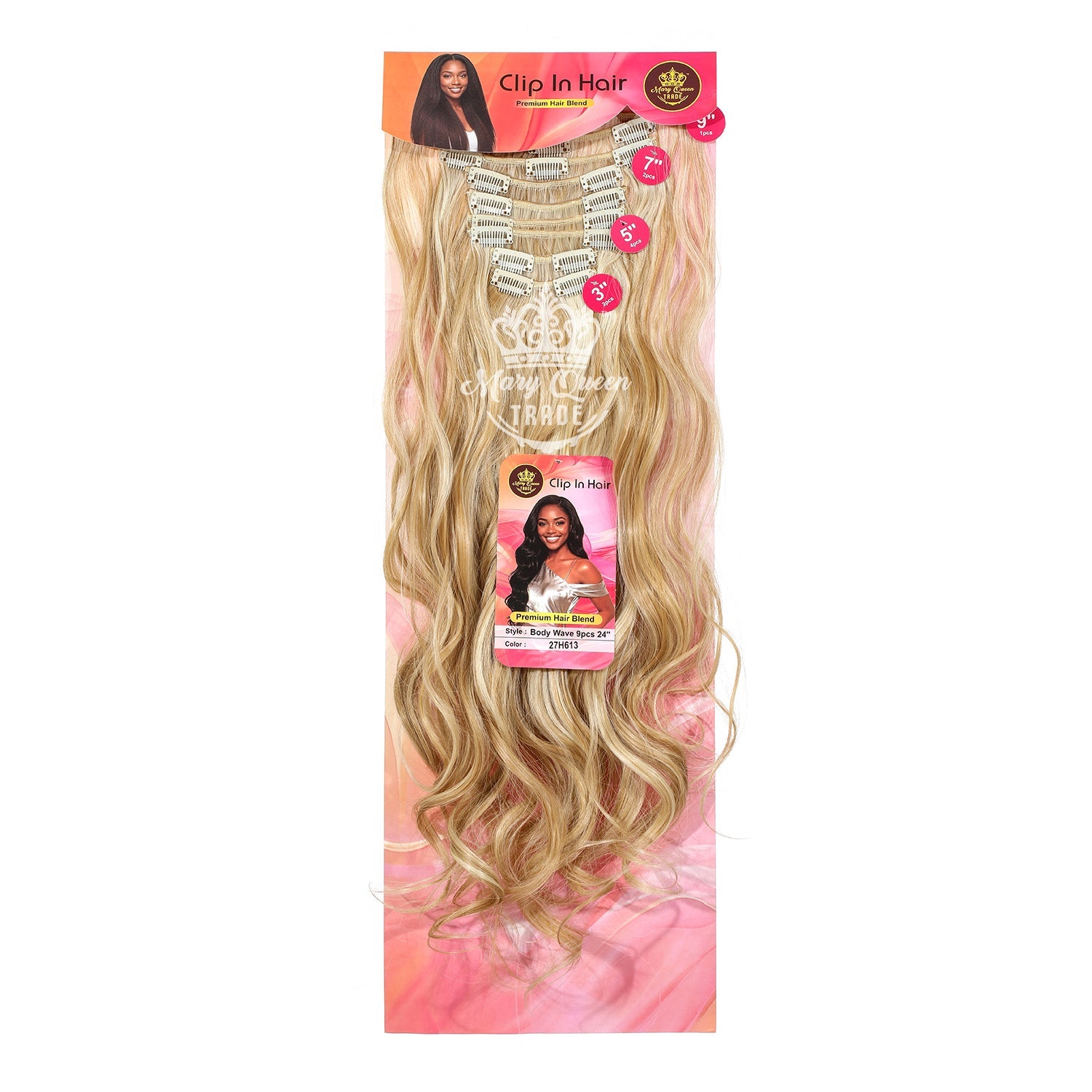 Mary Queen BioProtein™ Body Wave 9-Piece Clip-In Hair – 24"