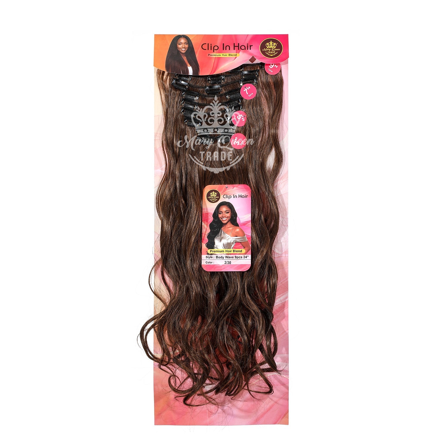 Mary Queen BioProtein™ Body Wave 9-Piece Clip-In Hair – 24"