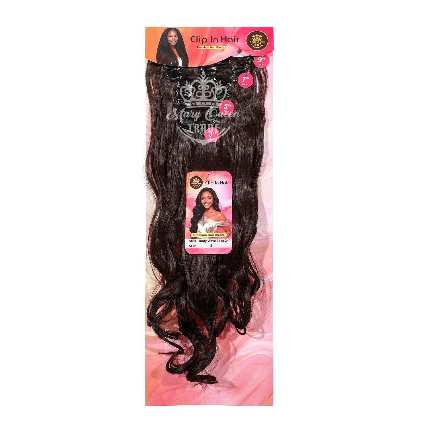 Mary Queen BioProtein™ Body Wave 9-Piece Clip-In Hair – 24"